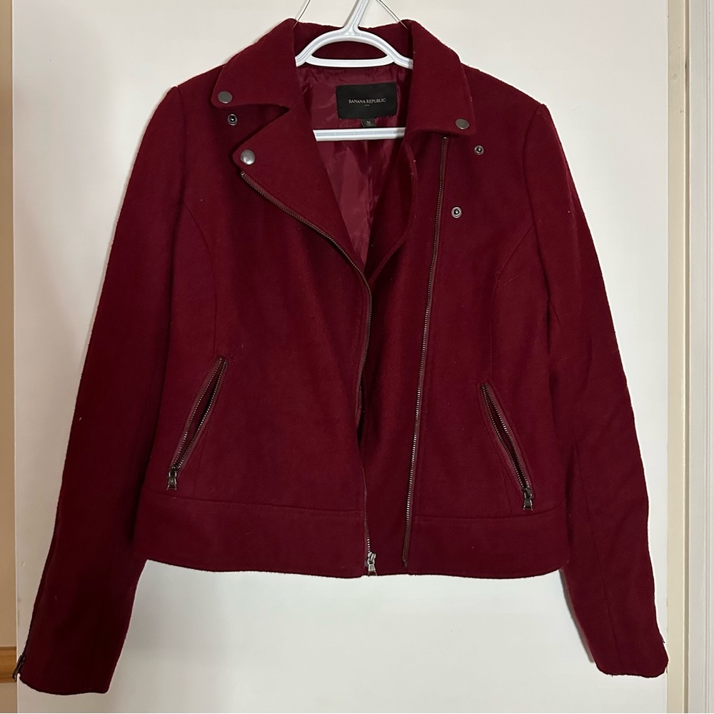 Burgundy red wool like spring jacket - Banana Republic Size M